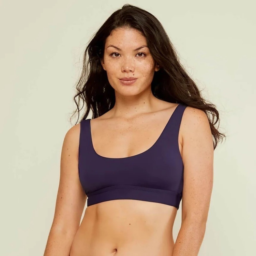 Andie Swim The Ventura Smooth Bikini Top Size M‎ Navy Blue